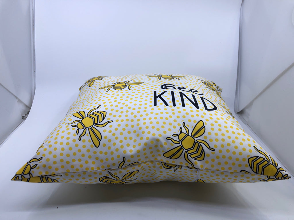 BEE KIND YELLOW,WHITE,BLACK PILLOW.