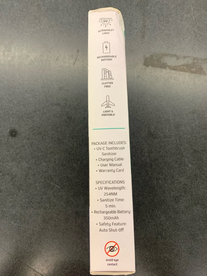 NIB RECHARGEABLE UV TOOTHBRUSH SANITIZER.
