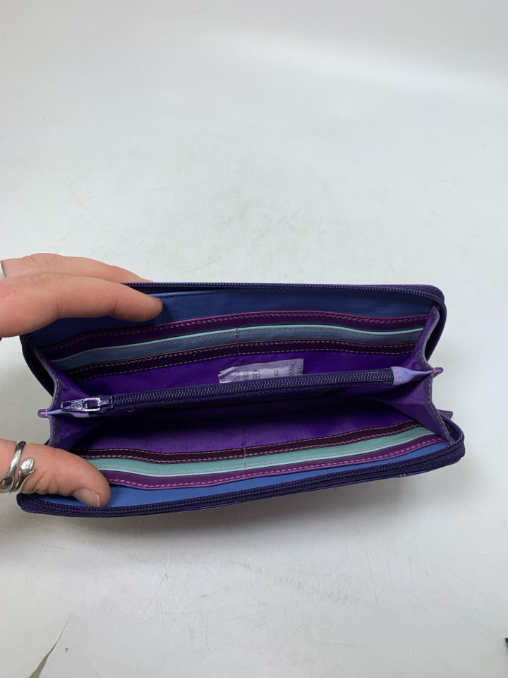 Large Multi-colored Purples Full Zip Leather My Walit