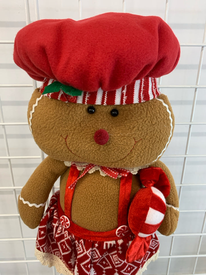 GINGERBREAD MAN W/ PEPPERMINT STANDING DECOR.