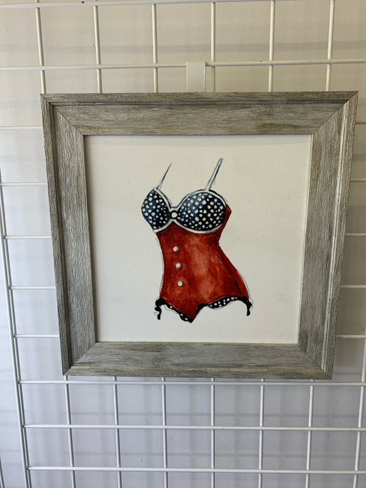 ILLUSTRATED LINGERIE FRAMED PRINT.