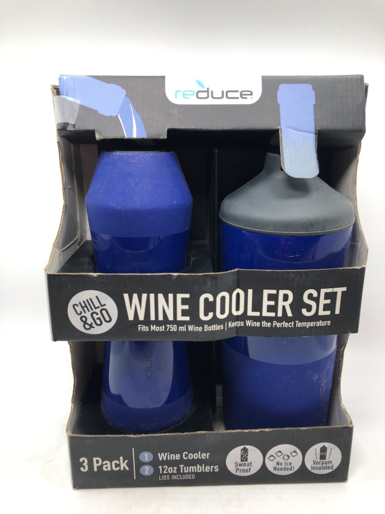 NIP BLUE WINE COOLER SET.