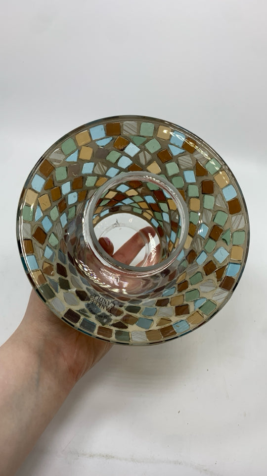 MOSAIC GLASS CANDLE TOPPER.