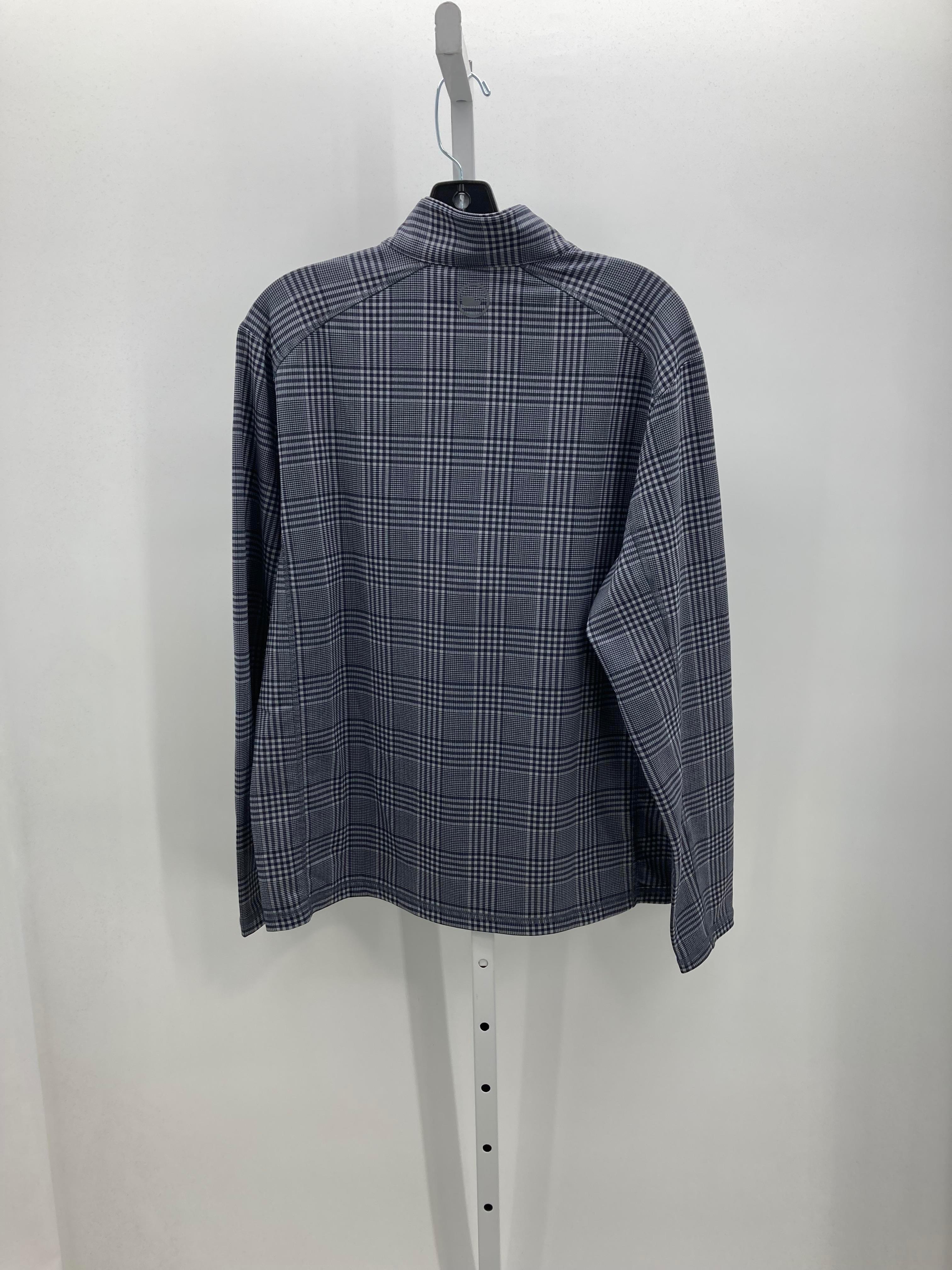 NAVY/ GREY PLAID QUARTER ZIP