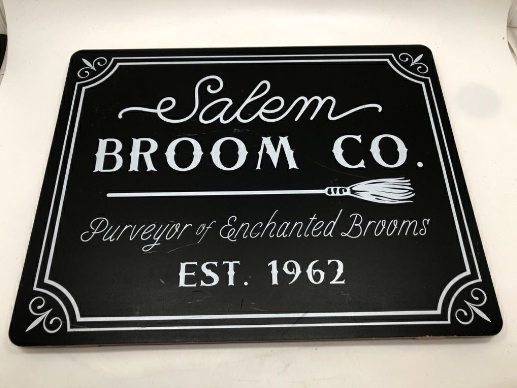 SALEM BROOM CO WOOD SIGN.