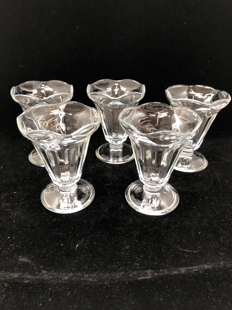 5PC CLEAR GLASS SUNDAE CUPS.