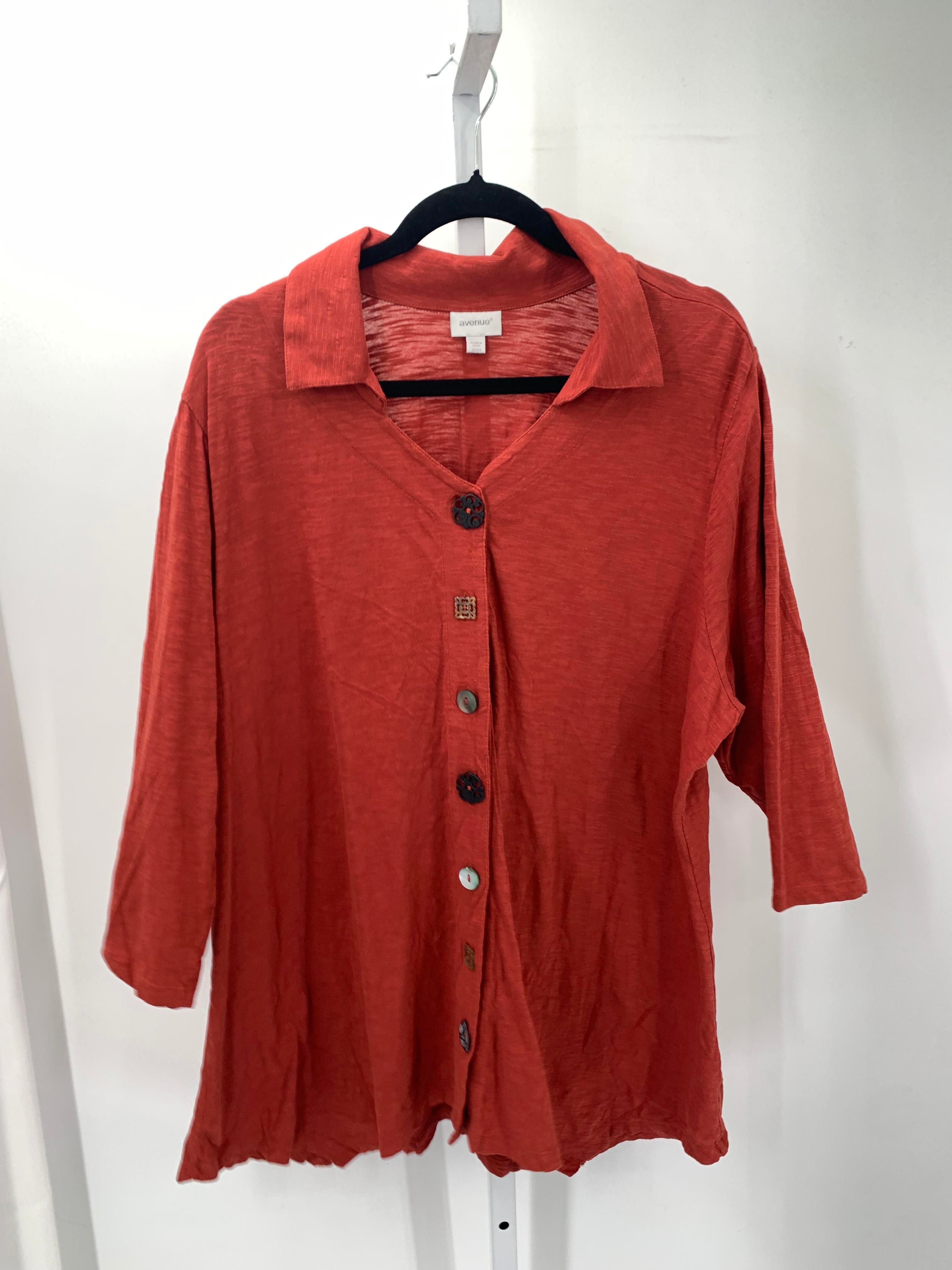 Avenue Size 22/24 W Womens 3/4 Sleeve Shirt