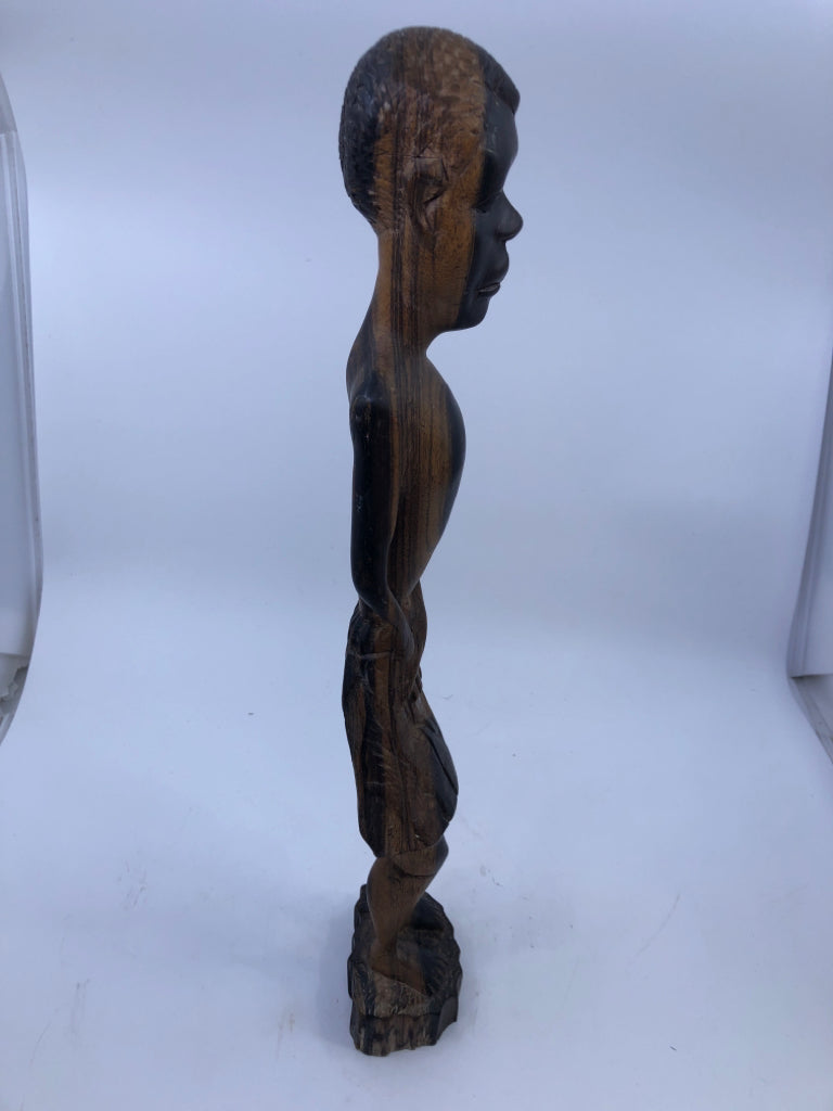 WOOD CARVED CHILD STANDING.