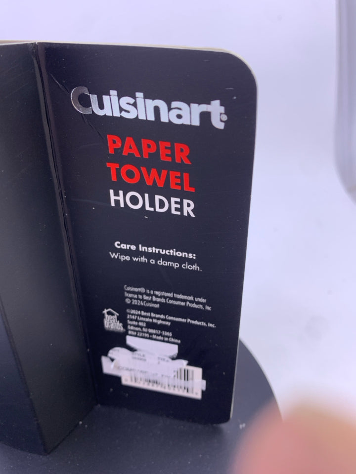NIP MATTE BLACK METAL CUISINART PAPER TOWEL HOLDER.