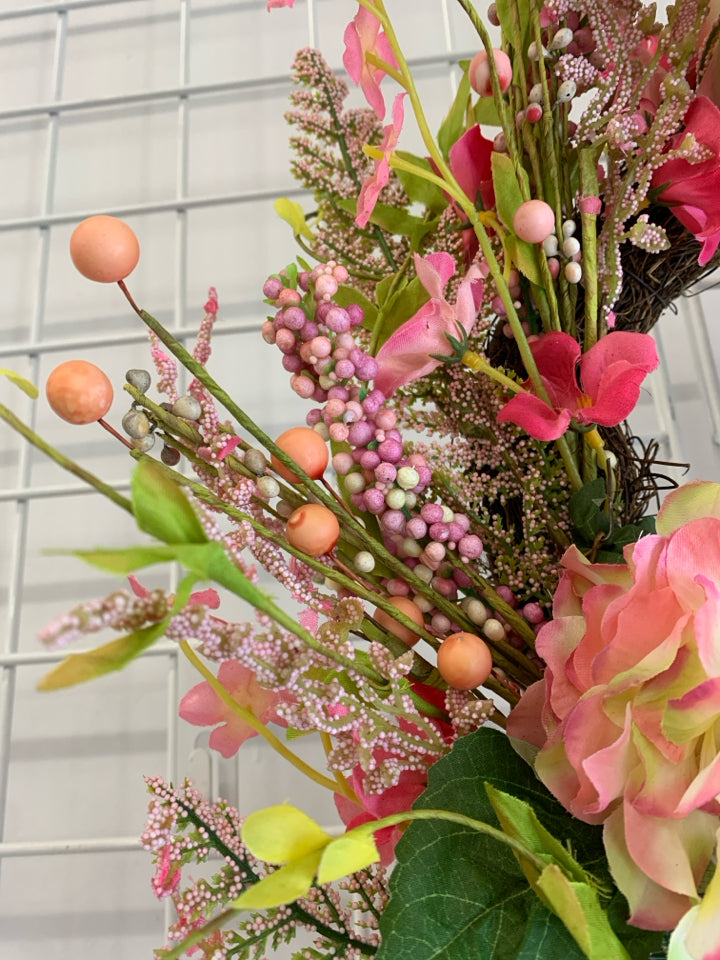 PINK FLORAL WREATH.
