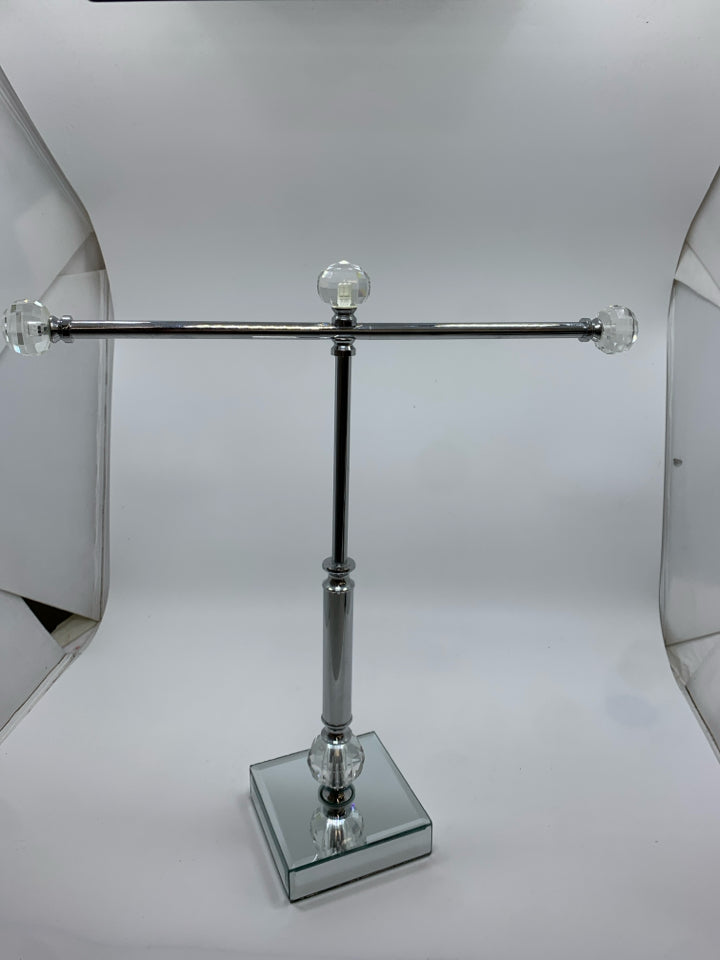 MIRRORED JEWELRY STAND W/ GEMS.