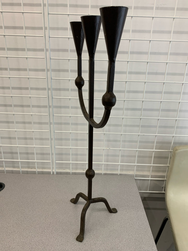RUSTIC 3-ARM CANDELABRA.