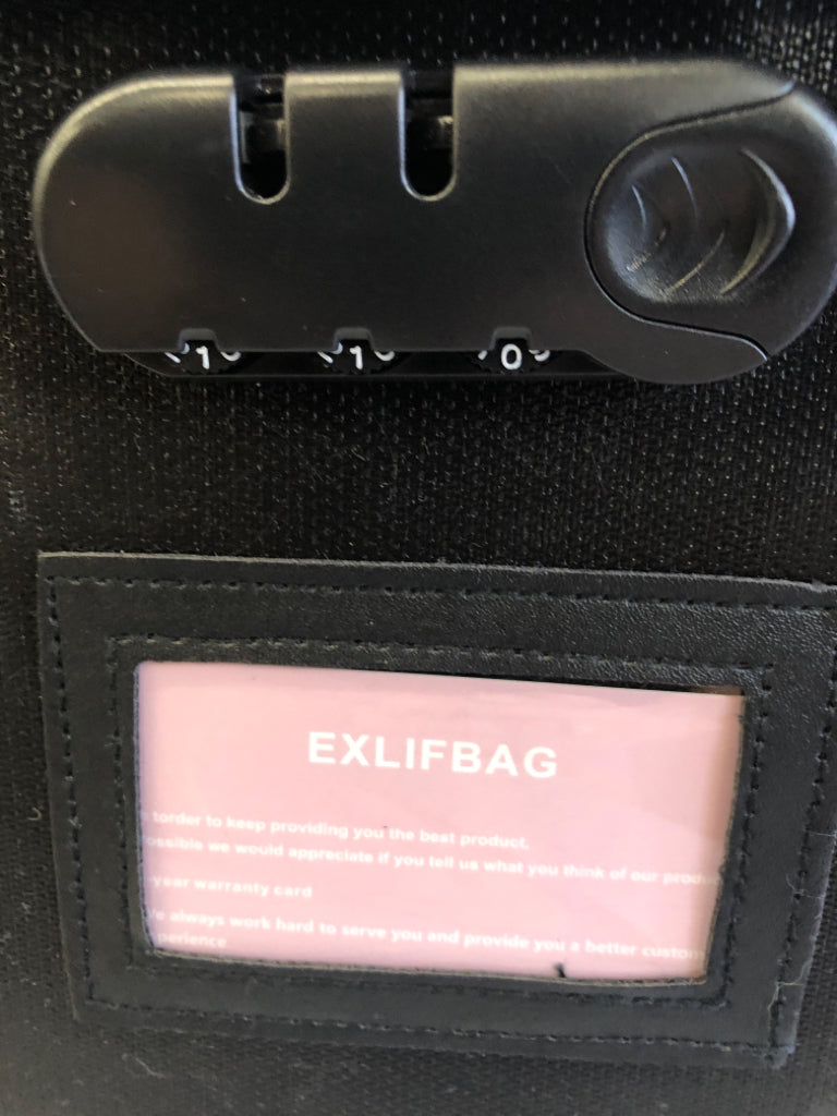 BLACK FILE BOX WITH ZIPPER AND COMBINATION LOCK.