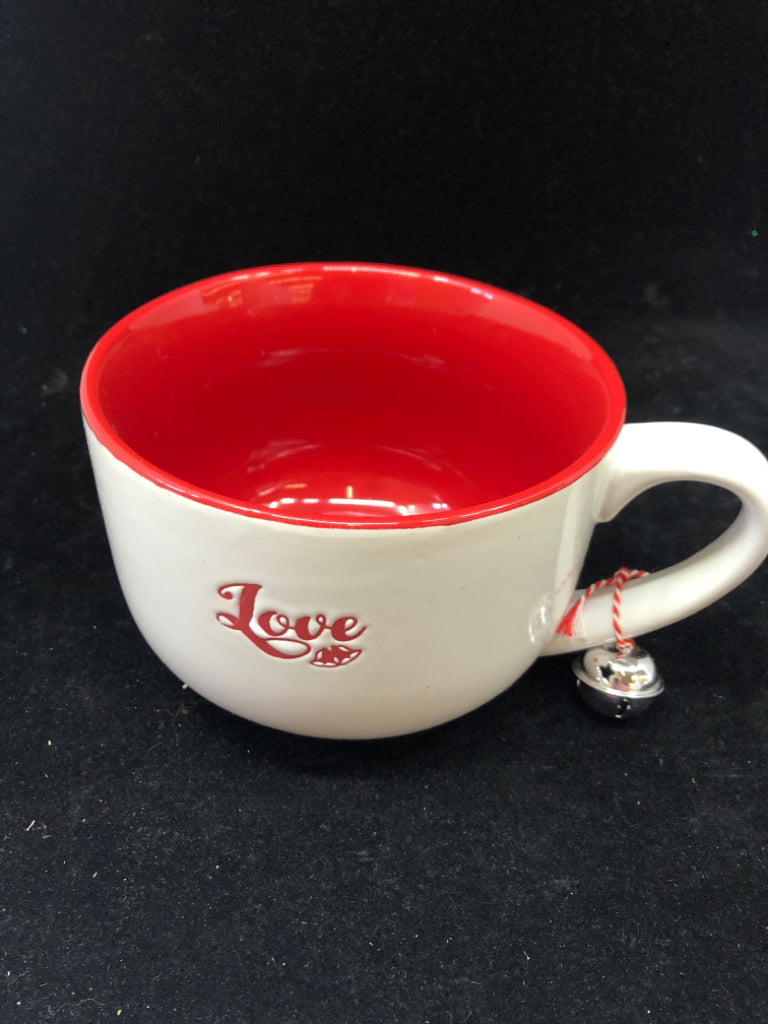 RED AND WHITE "LOVE" MUG.