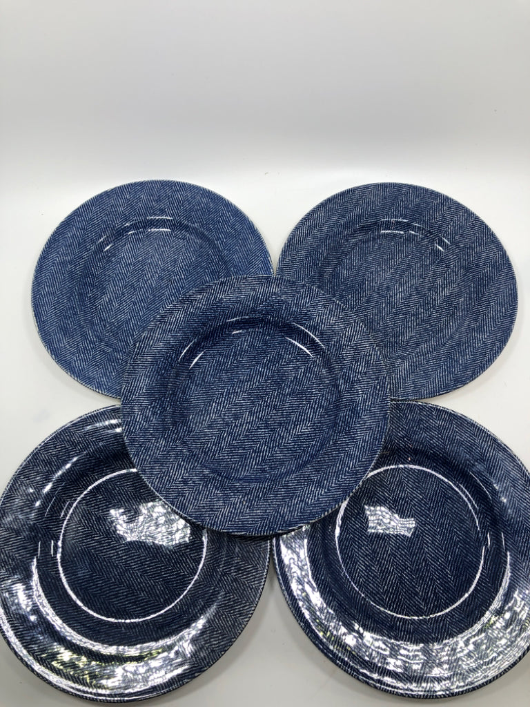 22PC BLUE DENIM PRINT DINNER SVC FOR 5.