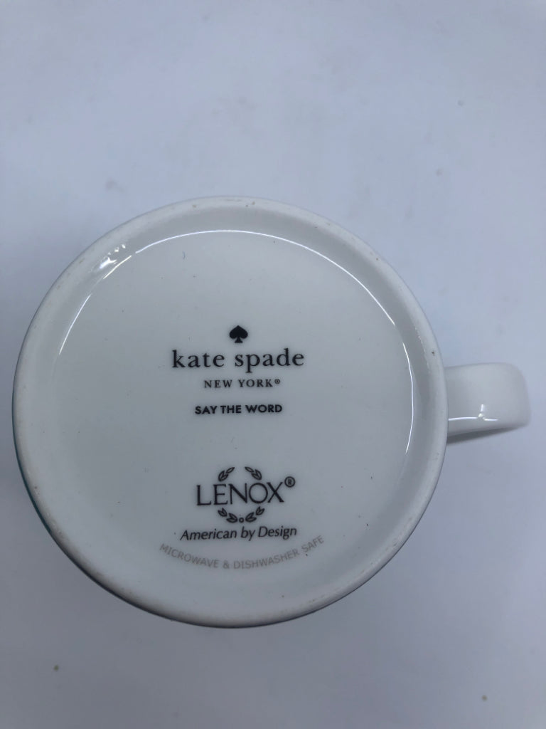 2 LENOX KATE SPADE CROSSWORD + WORD SEARCH MUG SET.