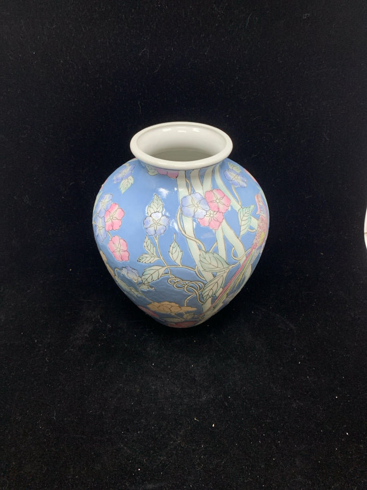 PHEASANT IN TREES TALL VASE.