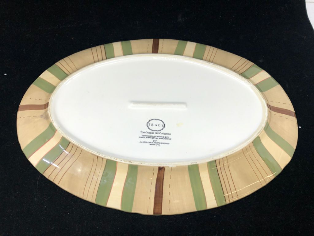 RED/GREEN FRUIT PAINTED OVAL SERVER.
