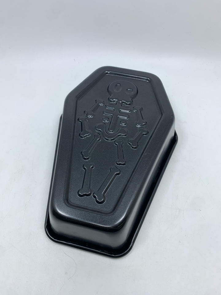 SKELTON COFFIN CAKE PAN.