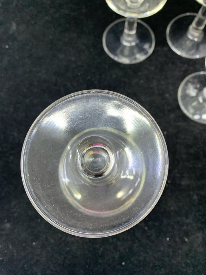 4 VTG FOOTED ETCHED CRYSTAL ICE TEA GLASSES.