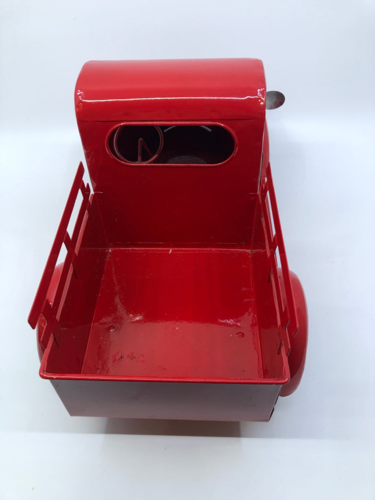 RED PICKUP TRUCK FIGURINE.