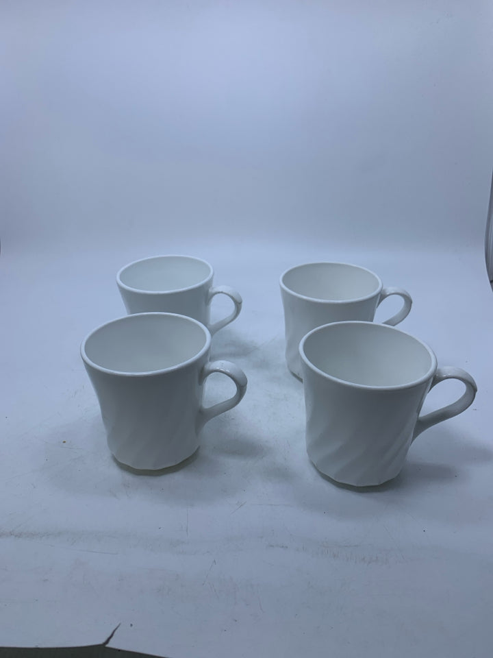 4 RIBBED MUGS.