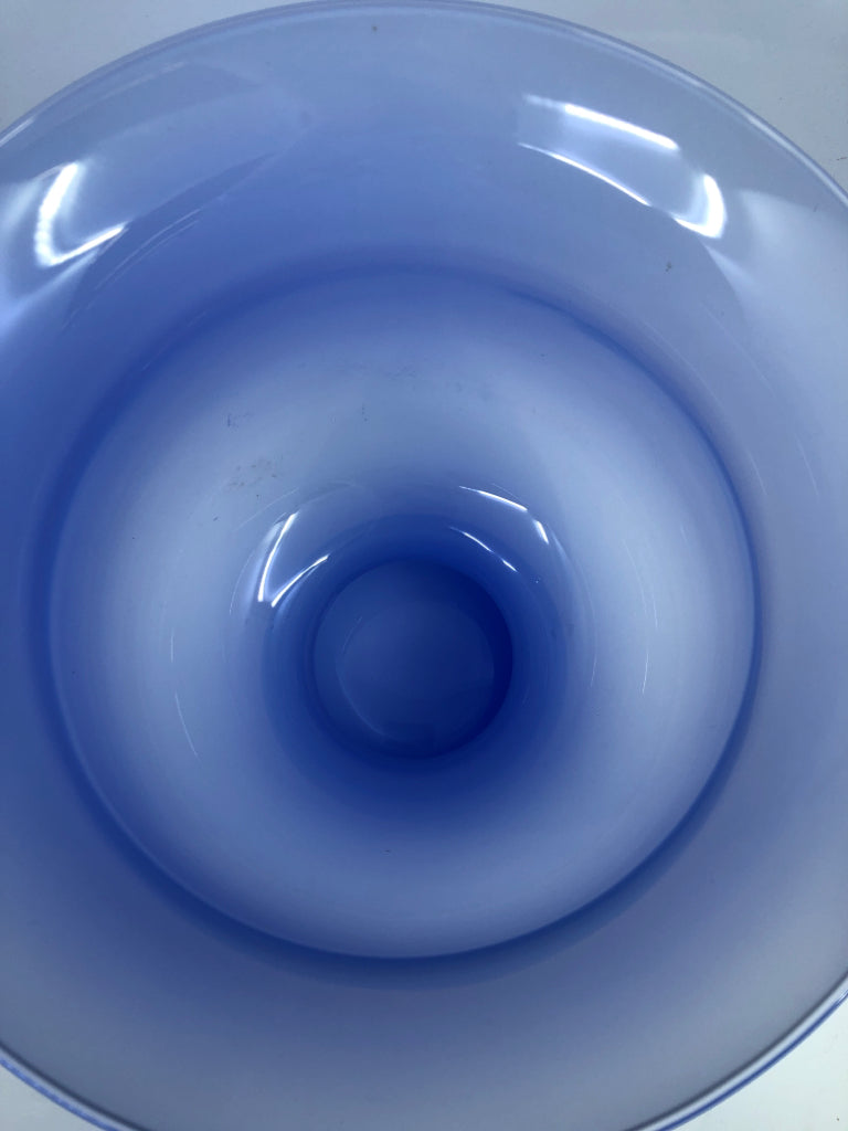 LARGE LIGHT BLUE GLASS VASE.