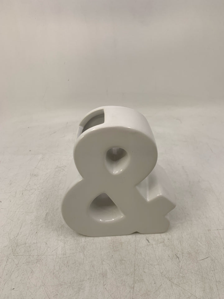 WHITE CERAMIC & SHAPED VASE.