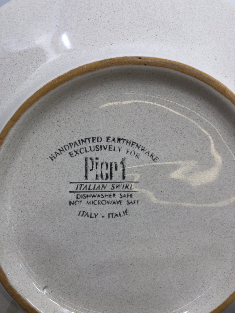 8 BLUE BROWN/TEAL/GOLD DESIGN DESSERT PLATES.