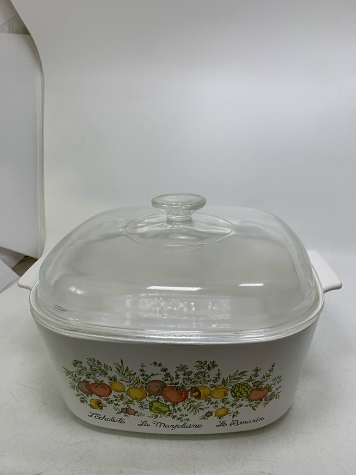 VTG LARGE CASSEROLE DISH W/ LID.