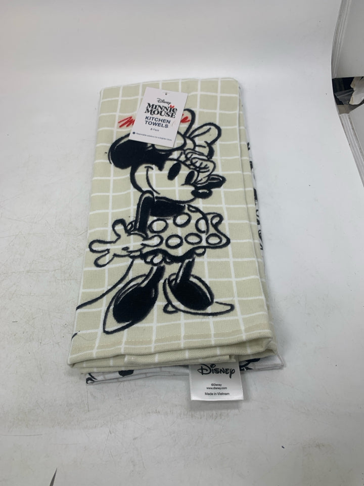 NIP 2 MINNIE MOUSE SKETCH KITCHEN TOWELS.