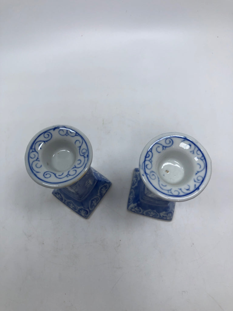 2 BLUE KOI FISH CANDLE STICKS.