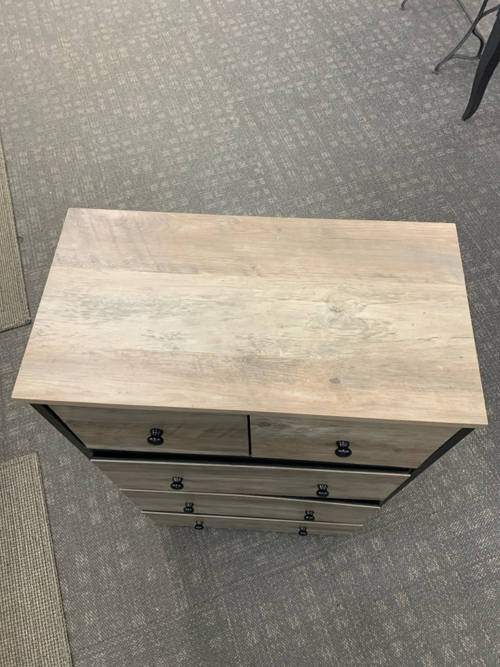 5-DRAWER FABRIC STORAGE UNIT W/RUSTIC WOOD SONGMICS.