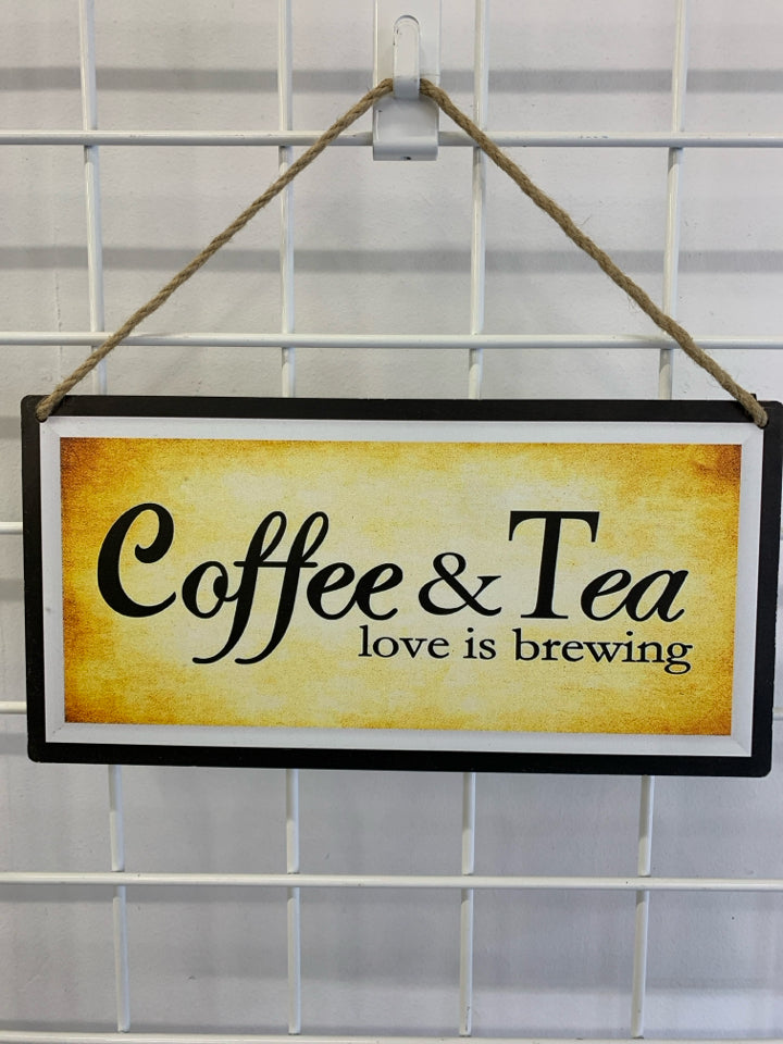 COFFEE AND TEA WOOD HANGING.
