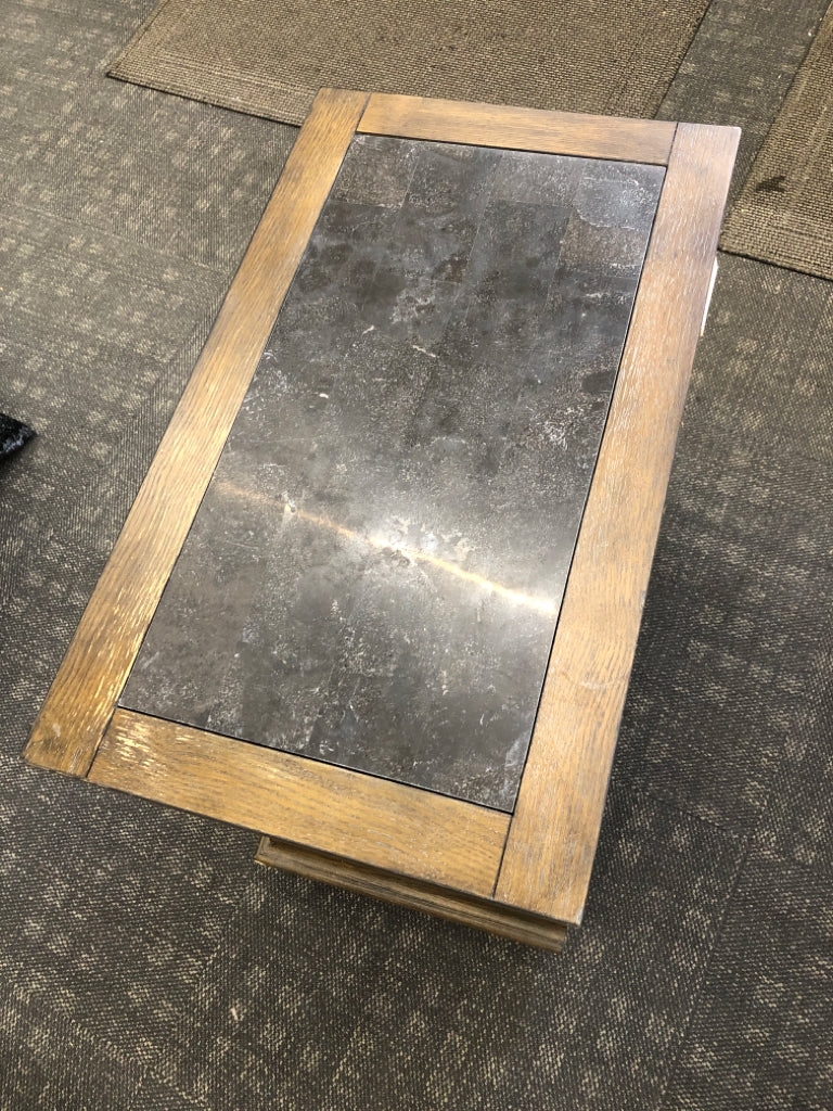 3 DRAWER TUSCANY BROWN NIGHTSTAND W/SLATE TOP.
