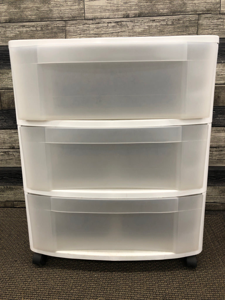 3-DRAWER STERILITE ROLLING ORGANIZER.