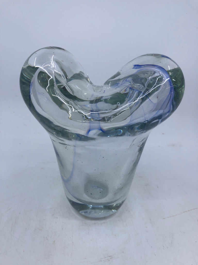 HEAVY BLOWN CLEAR GLASS FREE FORM.