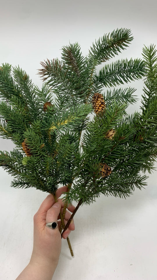 FAUX PINE BRANCHES W/ PINECONES-BUNDLE OF 3.