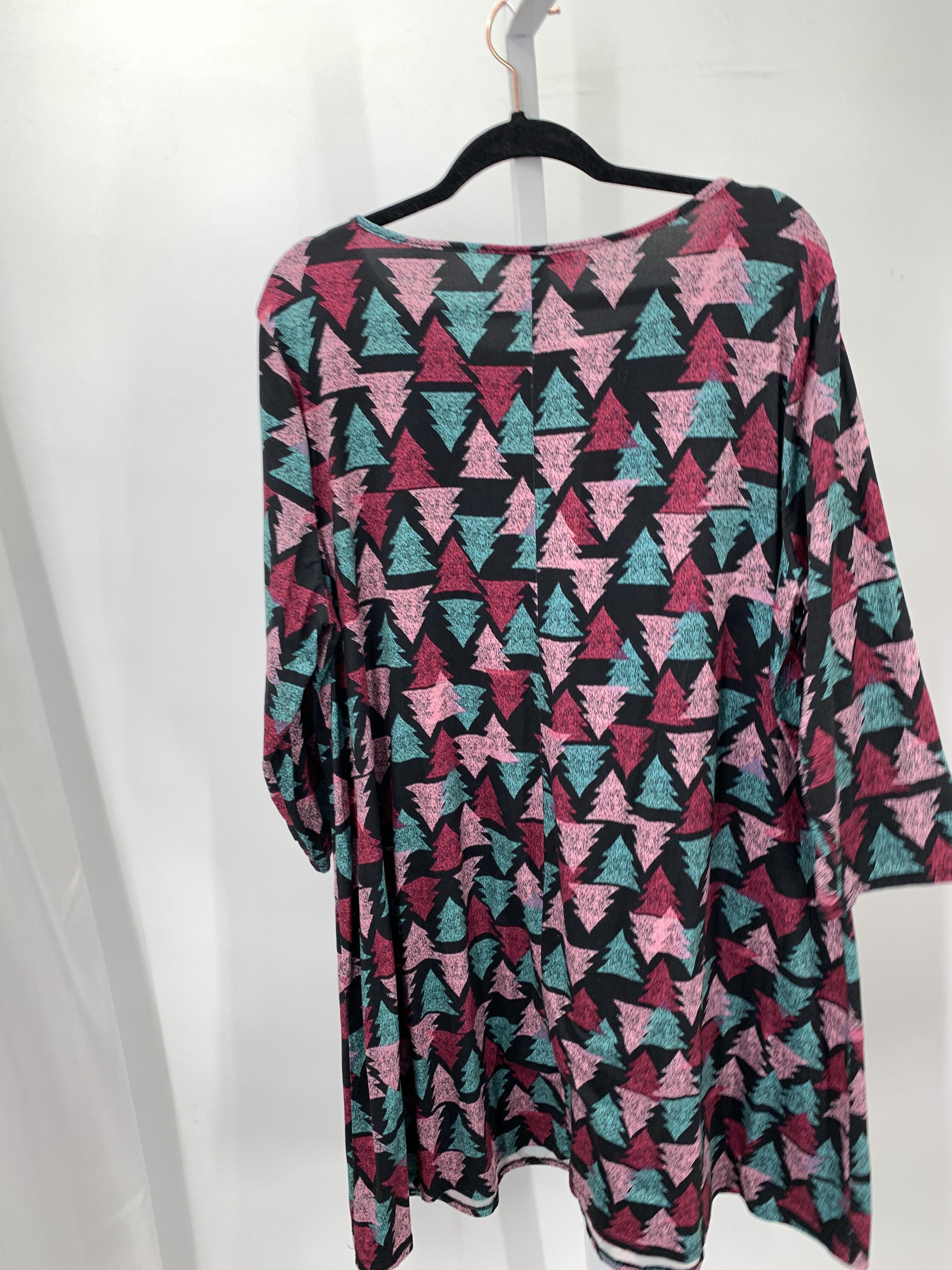 LONG SVL DRESS PINK GREEN TREES.