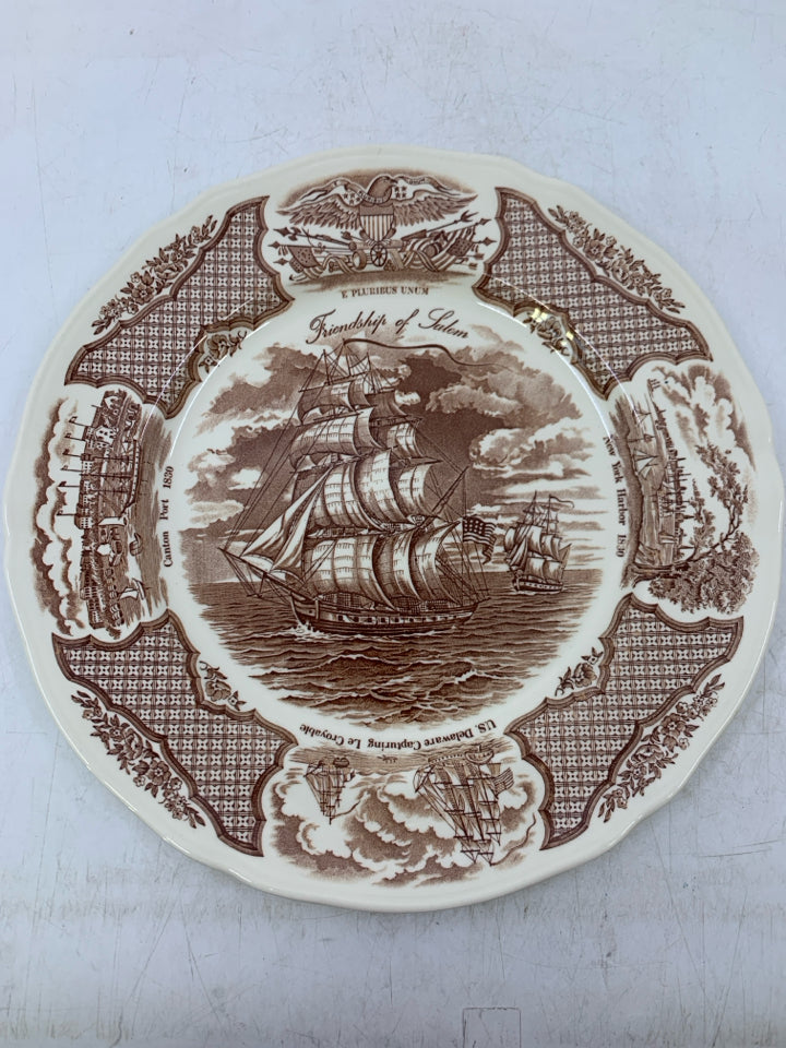 FAIR WINDS THE FRIENDSHIP OF SALAM BROWN DINNER PLATE.