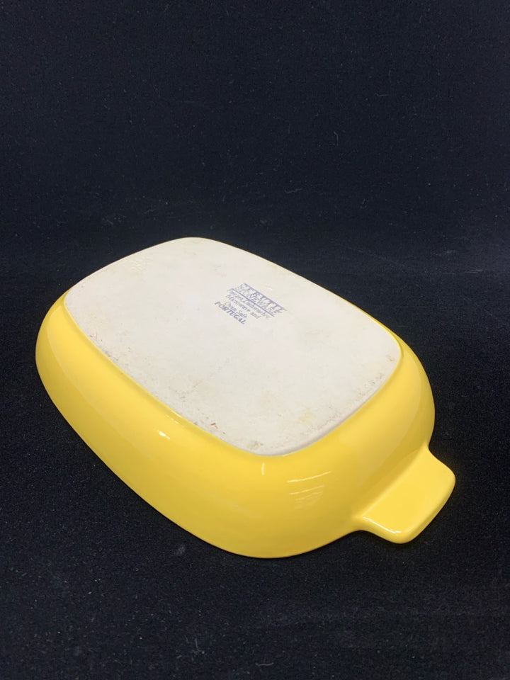 YELLOW STONEWARE BAKING DISH.