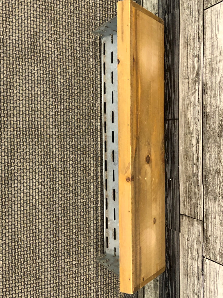 GALVANIZED METAL + WOOD TOP SHELF WALL ART.