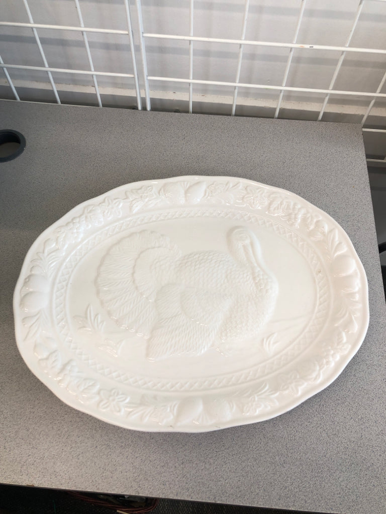 CERAMIC TURKEY SERVING PLATTER.