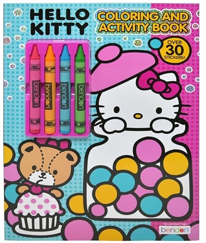 Bendon Hello Kitty Coloring and Activity Book with 4 Crayons, Kawaii Kitty -