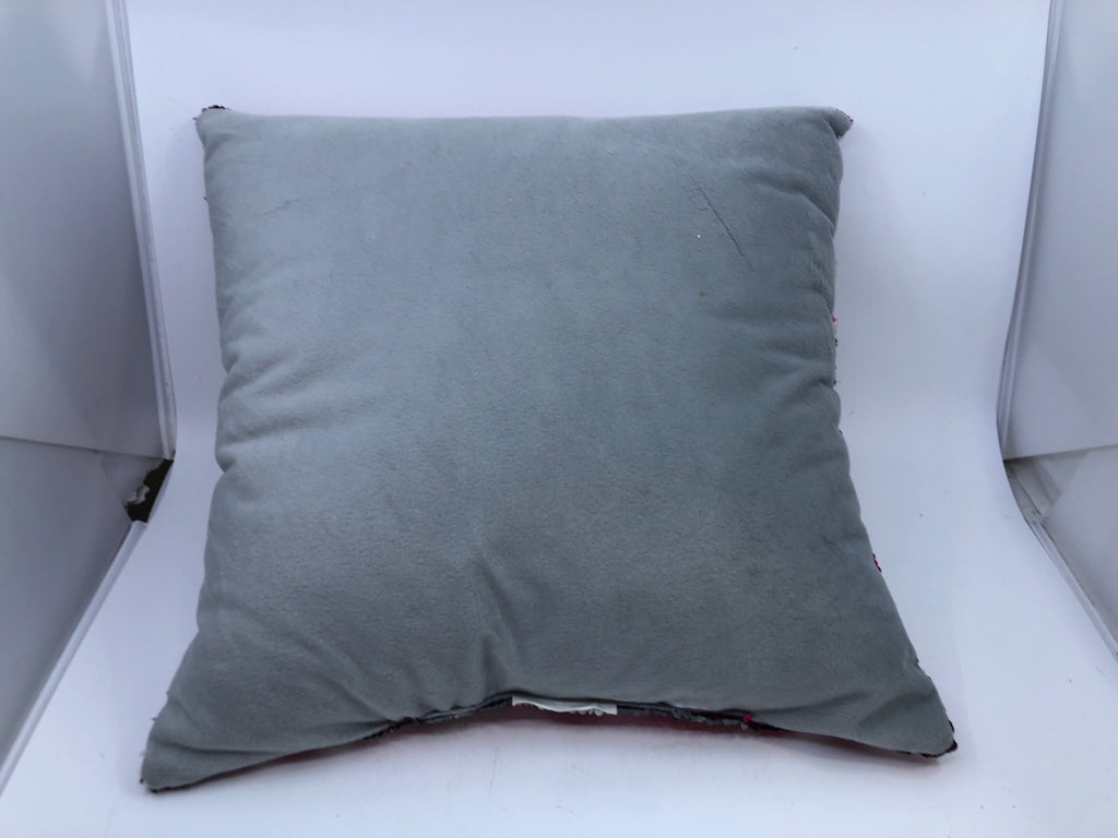 RED SILVER SEQUINS PILLOW.