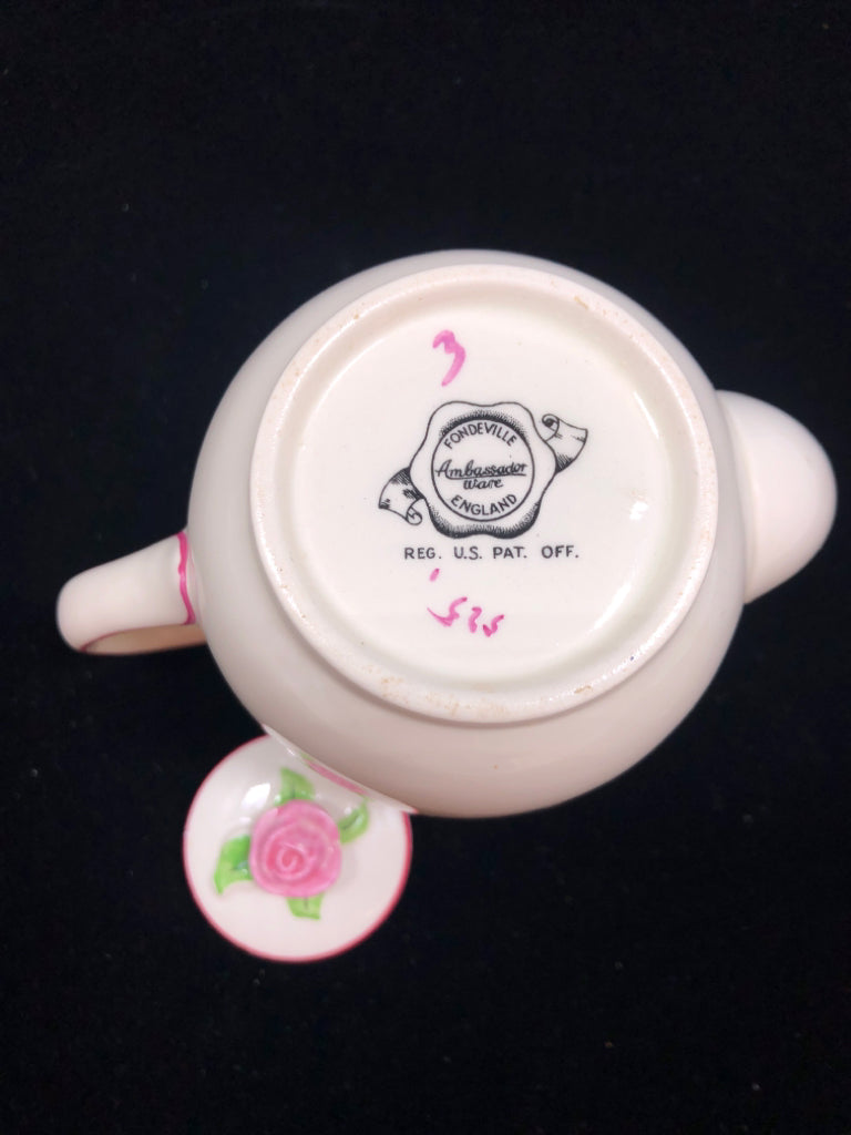 VTG MINI FLORAL PORCELAIN TEAPOT.