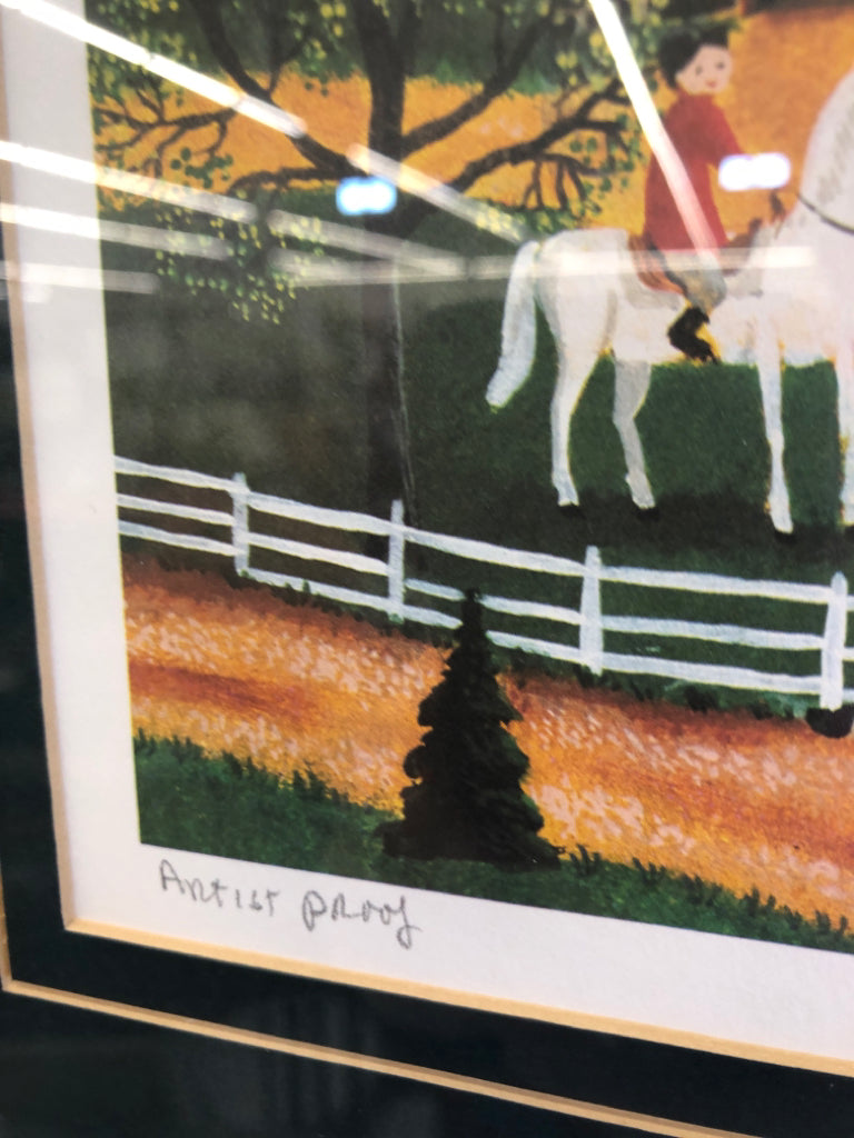 BARN + HORSES- COUNTRY RIDERS- SIGNED LITHOGRAPH - STEVEN KLEIN.