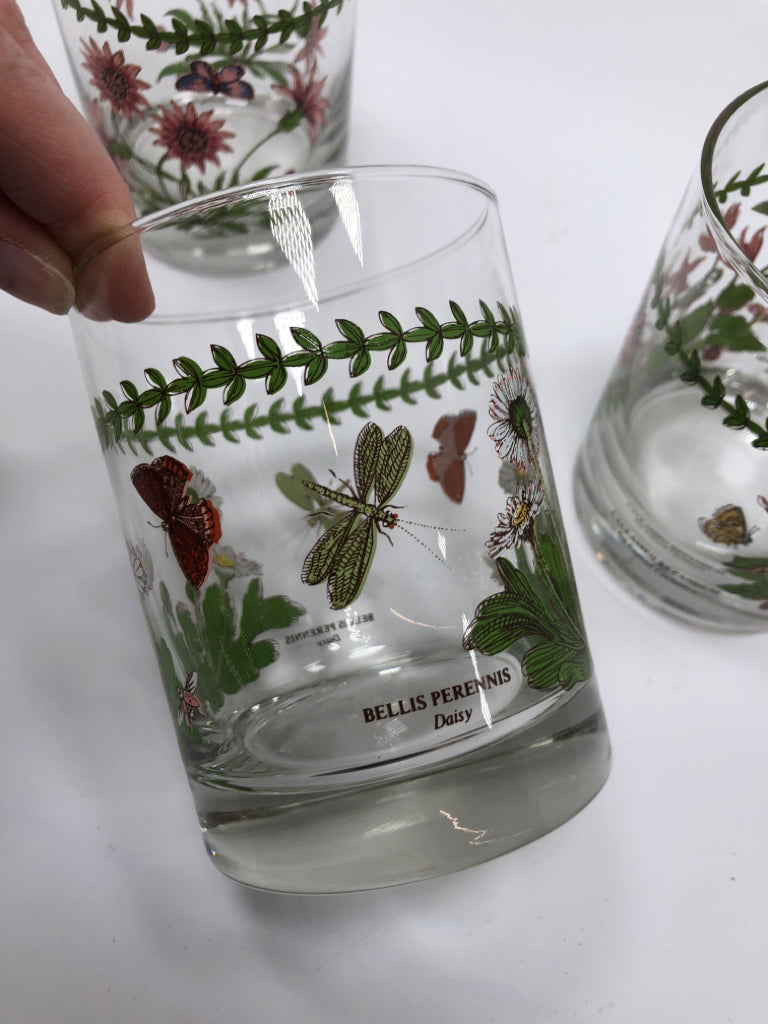 4 BOTANIC GARDEN OLD FASHIONED GLASSES.