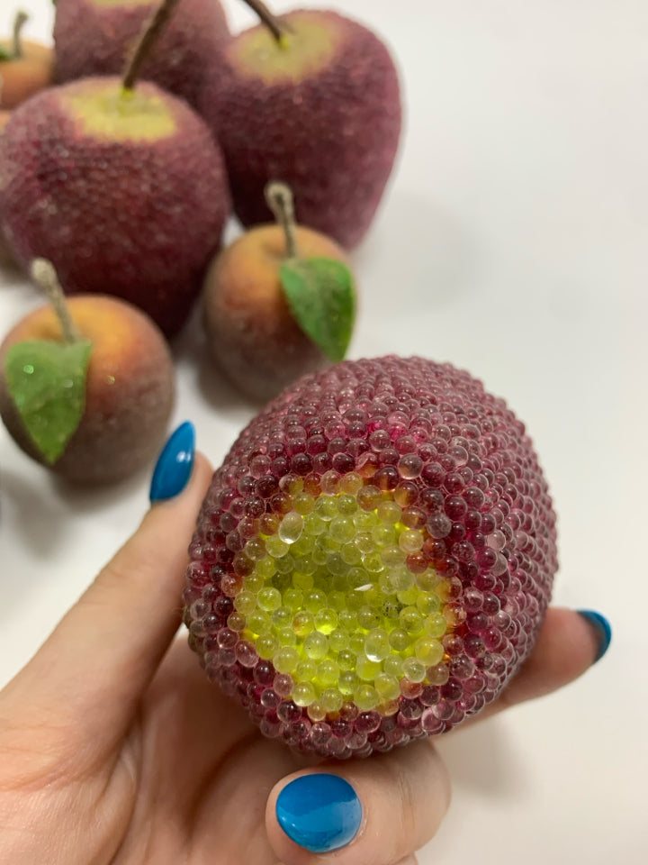 BAG OF FAUX GLITTER APPLES DECOR.