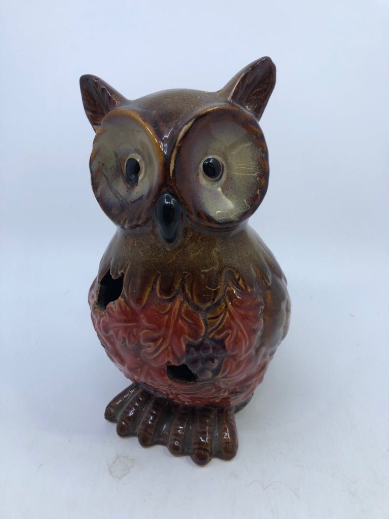 BROWN CERAMIC OWL.